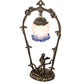 Meyda Lighting Cherub With Violin 19" Mahogany Bronze Mini Table Lamp With Pink and Blue Shade Glass