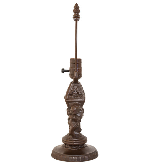 Meyda Lighting Cherubs With Lantern 9" Mahogany Bronze Table Lamp Base