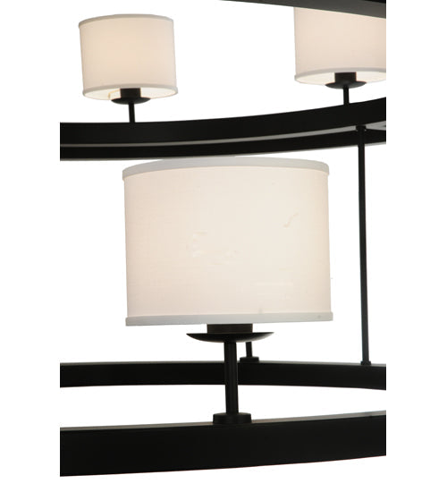 Meyda Lighting Chestnut Hill 81" 20-Light 2-Tier Matte Black Semi-flush Mount Ceiling Light With White Shade