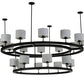 Meyda Lighting Chestnut Hill 81" 20-Light 2-Tier Matte Black Semi-flush Mount Ceiling Light With White Shade