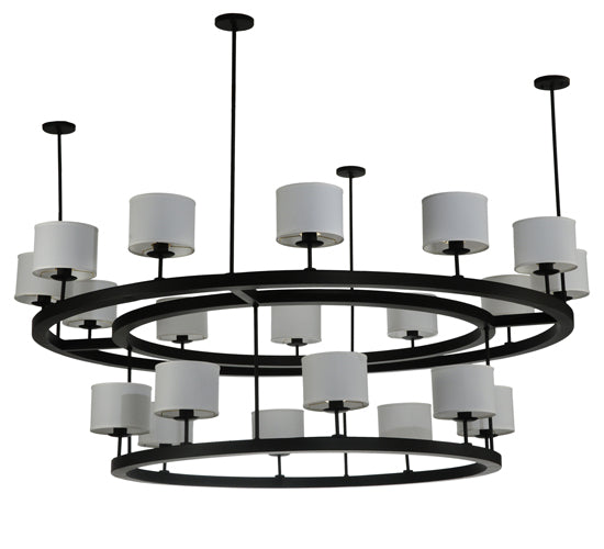 Meyda Lighting Chestnut Hill 81" 20-Light 2-Tier Matte Black Semi-flush Mount Ceiling Light With White Shade