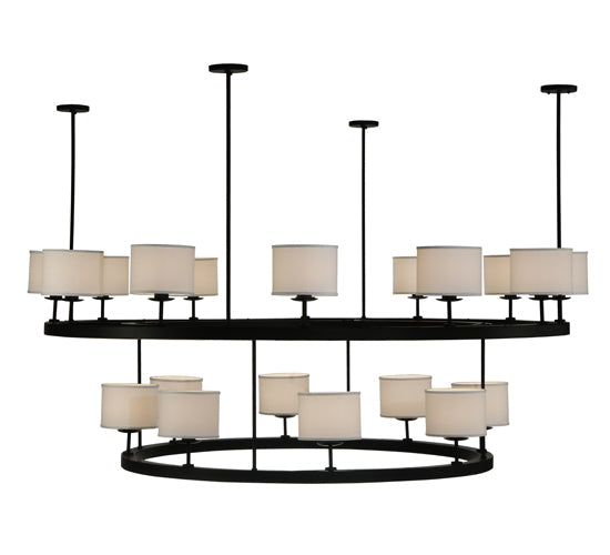 Meyda Lighting Chestnut Hill 81" 20-Light 2-Tier Matte Black Semi-flush Mount Ceiling Light With White Shade