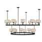 Meyda Lighting Chestnut Hill 81" 20-Light 2-Tier Matte Black Semi-flush Mount Ceiling Light With White Shade