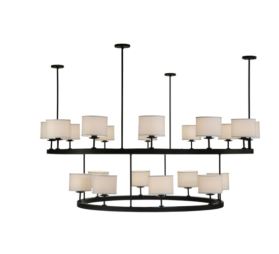 Meyda Lighting Chestnut Hill 81" 20-Light 2-Tier Matte Black Semi-flush Mount Ceiling Light With White Shade