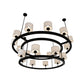 Meyda Lighting Chestnut Hill 81" 20-Light 2-Tier Matte Black Semi-flush Mount Ceiling Light With White Shade