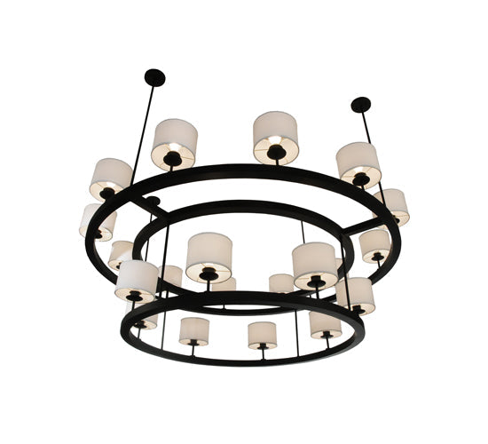 Meyda Lighting Chestnut Hill 81" 20-Light 2-Tier Matte Black Semi-flush Mount Ceiling Light With White Shade