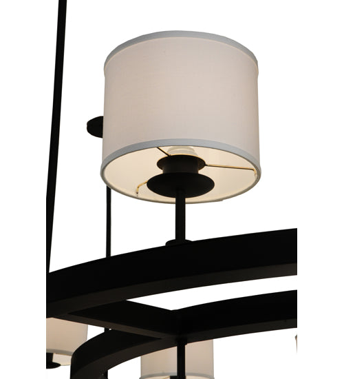 Meyda Lighting Chestnut Hill 81" 20-Light 2-Tier Matte Black Semi-flush Mount Ceiling Light With White Shade