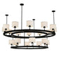 Meyda Lighting Chestnut Hill 81" 20-Light 2-Tier Matte Black Semi-flush Mount Ceiling Light With White Shade