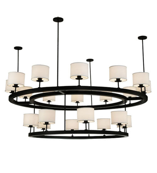 Meyda Lighting Chestnut Hill 81" 20-Light 2-Tier Matte Black Semi-flush Mount Ceiling Light With White Shade