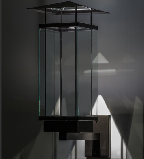 Meyda Lighting Chiaro 11" Exterior Oil Rubbed Bronze Wall Sconce With Clear Shade Glass