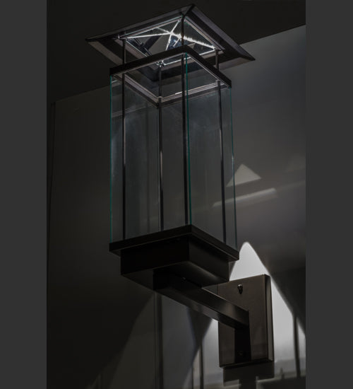 Meyda Lighting Chiaro 11" Exterior Oil Rubbed Bronze Wall Sconce With Clear Shade Glass