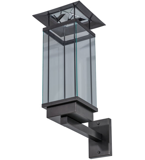 Meyda Lighting Chiaro 11" Exterior Oil Rubbed Bronze Wall Sconce With Clear Shade Glass
