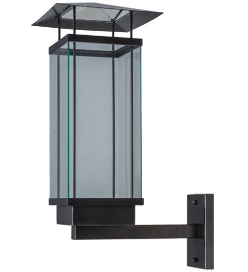 Meyda Lighting Chiaro 11" Exterior Oil Rubbed Bronze Wall Sconce With Clear Shade Glass