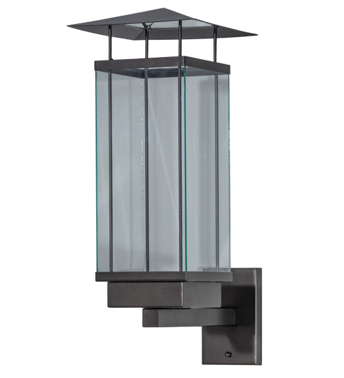 Meyda Lighting Chiaro 11" Exterior Oil Rubbed Bronze Wall Sconce With Clear Shade Glass