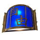 Meyda Lighting Chinese Freedom 18" 2-Light Antique Copper Wall Sconce With Blue Sapphire Idalight Shade