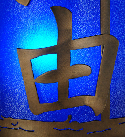 Meyda Lighting Chinese Freedom 18" 2-Light Antique Copper Wall Sconce With Blue Sapphire Idalight Shade