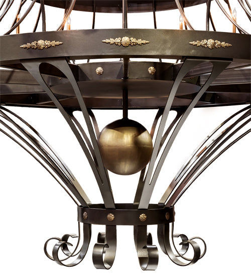 Meyda Lighting Chloe 112" 40-Light Antique Copper & Oil Rubbed Bronze Chandelier With Amber Faux Candlelight