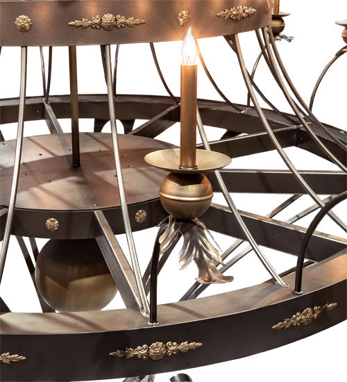 Meyda Lighting Chloe 112" 40-Light Antique Copper & Oil Rubbed Bronze Chandelier With Amber Faux Candlelight