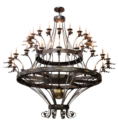 Meyda Lighting Chloe 112" 40-Light Antique Copper & Oil Rubbed Bronze Chandelier With Amber Faux Candlelight