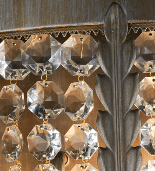 Meyda Lighting Chrisanne 17" 2-Light Antique Silver Wall Sconce With Crystal Shade Glass