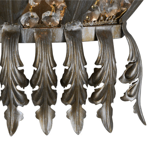 Meyda Lighting Chrisanne 17" 2-Light Antique Silver Wall Sconce With Crystal Shade Glass