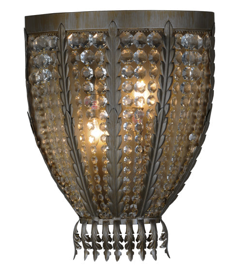 Meyda Lighting Chrisanne 17" 2-Light Antique Silver Wall Sconce With Crystal Shade Glass