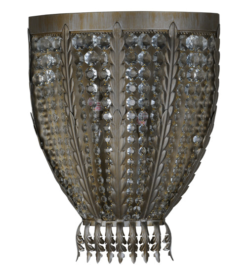 Meyda Lighting Chrisanne 17" 2-Light Antique Silver Wall Sconce With Crystal Shade Glass