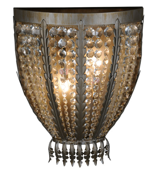 Meyda Lighting Chrisanne 17" 2-Light Antique Silver Wall Sconce With Crystal Shade Glass