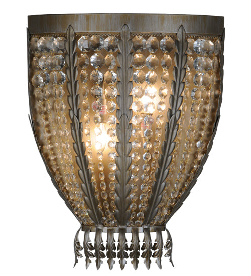Meyda Lighting Chrisanne 17" 2-Light Antique Silver Wall Sconce With Crystal Shade Glass