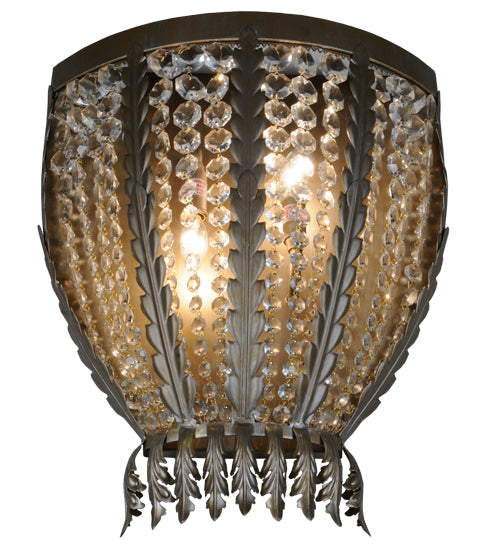 Meyda Lighting Chrisanne 17" 2-Light Antique Silver Wall Sconce With Crystal Shade Glass
