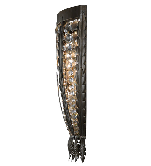 Meyda Lighting Chrisanne 17" 2-Light Antique Silver Wall Sconce With Crystal Shade Glass