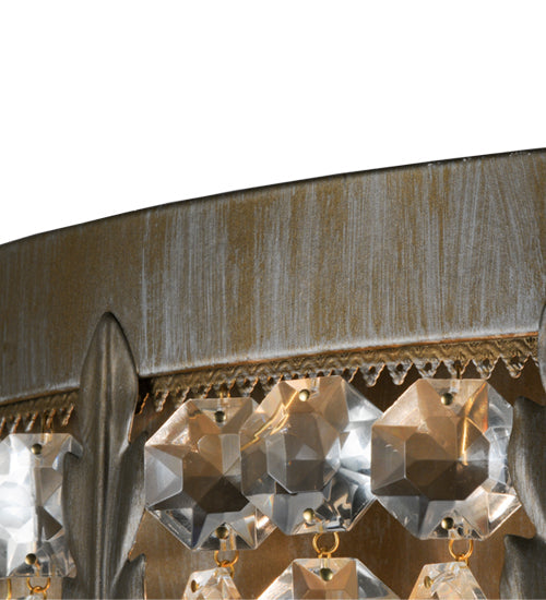 Meyda Lighting Chrisanne 17" 2-Light Antique Silver Wall Sconce With Crystal Shade Glass