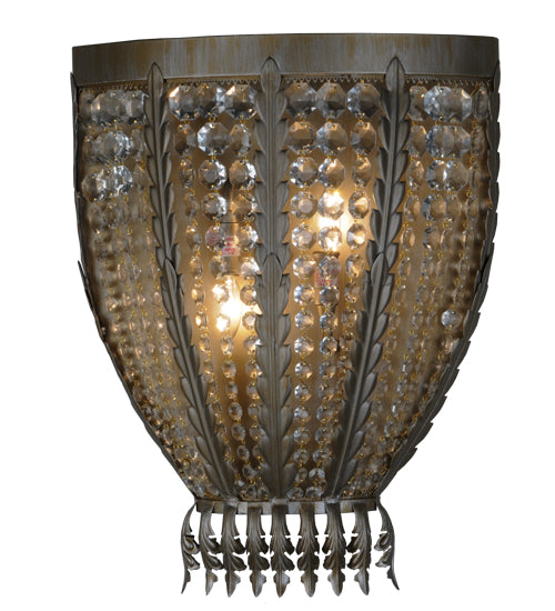 Meyda Lighting Chrisanne 17" 2-Light Antique Silver Wall Sconce With Crystal Shade Glass