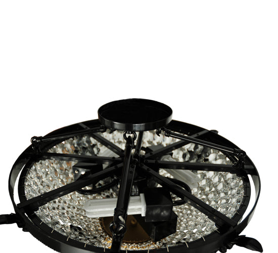 Meyda Lighting Chrisanne 20" 3-Light Mirror Black Flush Mount Light With Crystal Clear Shade Glass