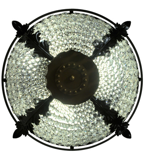 Meyda Lighting Chrisanne 20" 3-Light Mirror Black Flush Mount Light With Crystal Clear Shade Glass