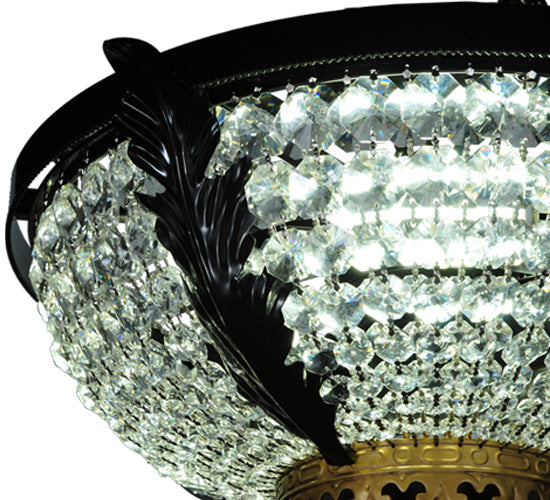 Meyda Lighting Chrisanne 20" 3-Light Mirror Black Flush Mount Light With Crystal Clear Shade Glass