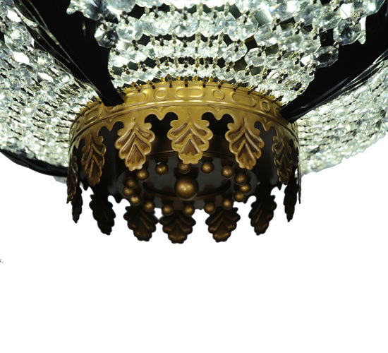 Meyda Lighting Chrisanne 20" 3-Light Mirror Black Flush Mount Light With Crystal Clear Shade Glass