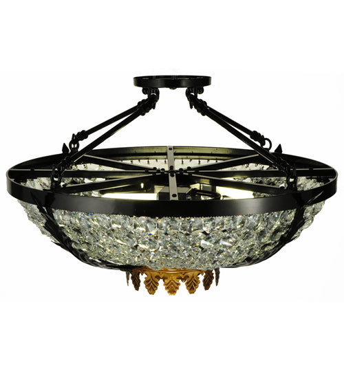 Meyda Lighting Chrisanne 24" 3-Light Mirror Black & Sahara Gold Flush Mount Light With Clear Crystal Shade