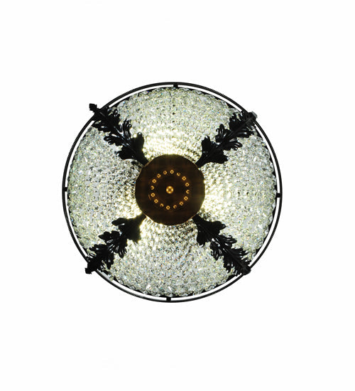 Meyda Lighting Chrisanne 24" 3-Light Mirror Black & Sahara Gold Flush Mount Light With Clear Crystal Shade