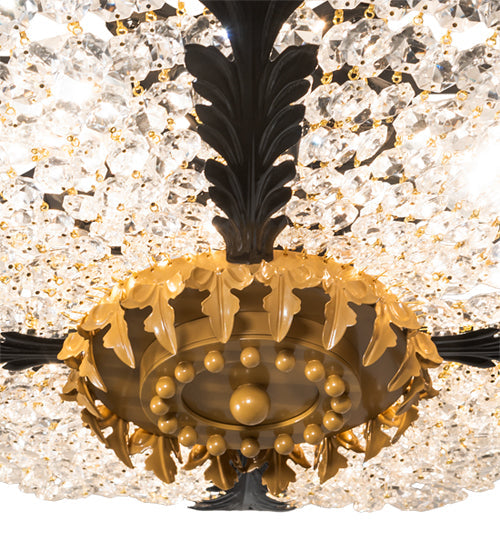 Meyda Lighting Chrisanne 24" 3-Light Mirror Black & Sahara Gold Flush Mount Light With Clear Crystal Shade