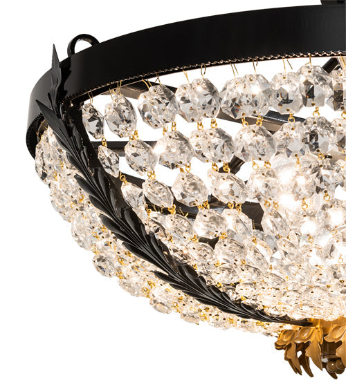 Meyda Lighting Chrisanne 24" 3-Light Mirror Black & Sahara Gold Flush Mount Light With Clear Crystal Shade