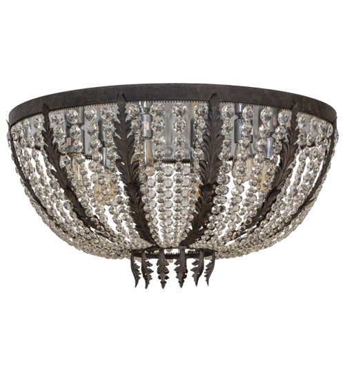 Meyda Lighting Chrisanne 32" 6-Light Chestnut Flush Mount Light With Crystal Shade Glass
