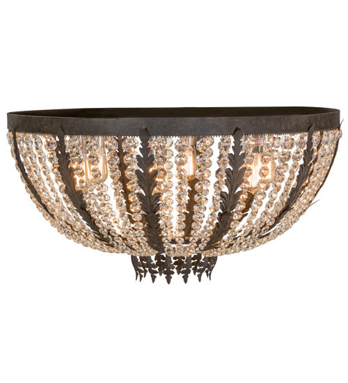 Meyda Lighting Chrisanne 32" 6-Light Chestnut Flush Mount Light With Crystal Shade Glass