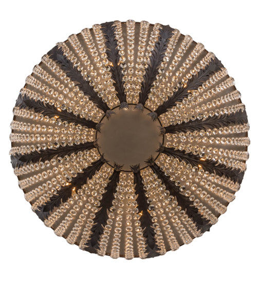 Meyda Lighting Chrisanne 32" 6-Light Chestnut Flush Mount Light With Crystal Shade Glass