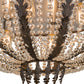 Meyda Lighting Chrisanne 32" 6-Light Chestnut Flush Mount Light With Crystal Shade Glass