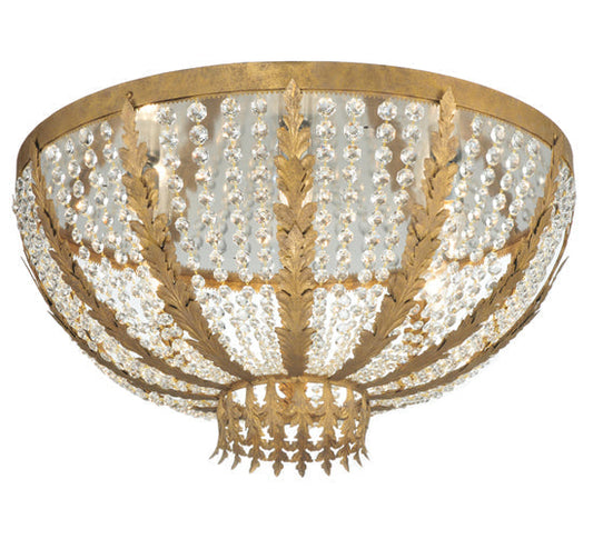 Meyda Lighting Chrisanne 33" 5-Light Gold Metallic Flush Mount Light With Crystal Shade