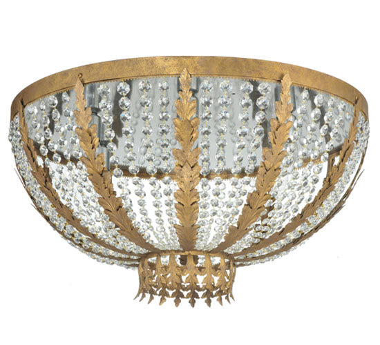 Meyda Lighting Chrisanne 33" 5-Light Pompeii Gold Flush Mount Light With Clear Crystal Beads Shade