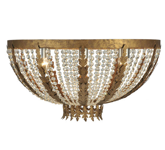 Meyda Lighting Chrisanne 33" 5-Light Pompeii Gold Flush Mount Light With Clear Crystal Beads Shade