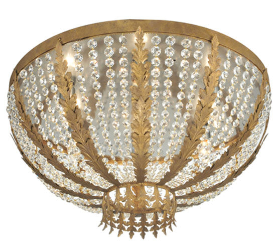 Meyda Lighting Chrisanne 33" 5-Light Pompeii Gold Flush Mount Light With Clear Crystal Beads Shade