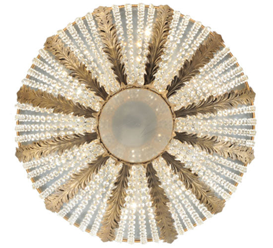 Meyda Lighting Chrisanne 33" 5-Light Pompeii Gold Flush Mount Light With Clear Crystal Beads Shade